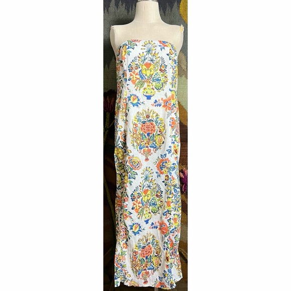 Anthropologie | Dresses | Anthropologie Aliza Strapless Linen Maxi Dress M  | Poshmark